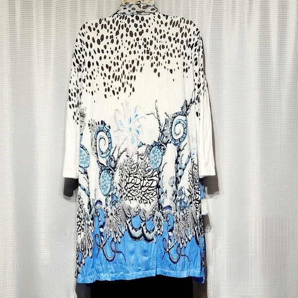 90s VTG Art to Wear Cheetah Crochet Floral Flowy Layered Blouse Cardigan XL - Picture 4 of 9